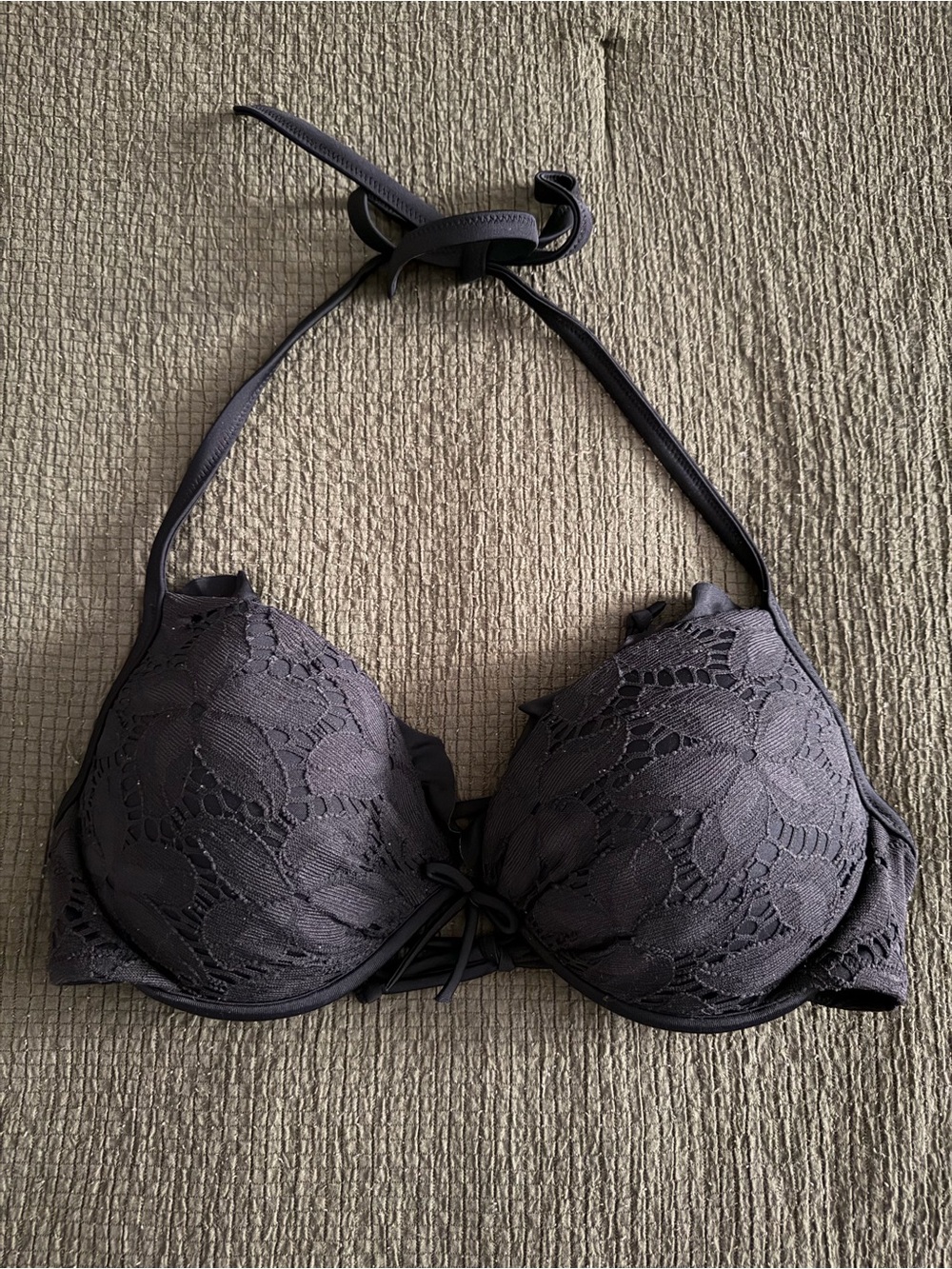Victoria's Secret Black Lace Push-Up Bikini Top